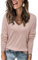 Cuptacc Maglione Donna Maglia Manica Lunga 2024 Moda Pullover Scollo A V Camicia Elegante Rosa,L 42-44