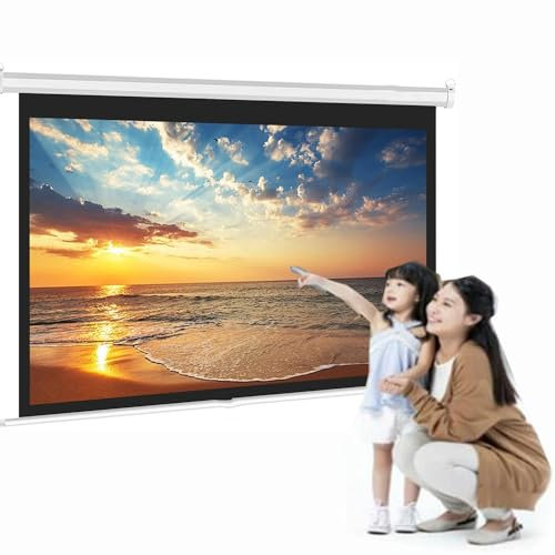 ZYXQQJ Projector Screen Manual Pull Down HD Projection Screen 50 60 72 Indoor Outdoor Movie Screen For Home Cinema/Game(16:9,40inch)