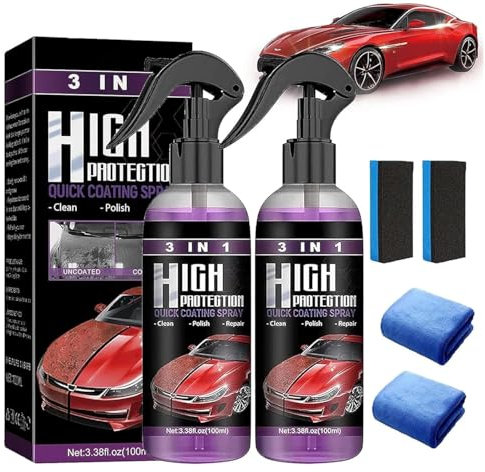 3 in 1 High Protection Quick Coating Spray - Ceramic Coating & Plastic Parts Refurbish Agent - Quick Coat Car Wax Polish Spray