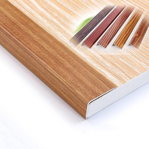 ZYXQQJ L Molding Step Edge Protector, Wood Grain Stair Nosing Strip, Aluminum Alloy Stair Edging Trim Strip, 2cm 2.8cm 3.5cm Wide(Burmese Oak,2.8cm/1.1in)