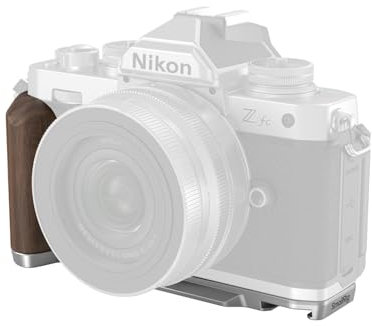 SMALLRIG Z fc Wooden Handgrip, L-Shape Grip Holder for Nikon Z fc Camera, Retro-Style Side Handle with 1/4-20 Threaded Hole, Cold Shoe, Quick Release Plate for Arca (Sliver) - 4803