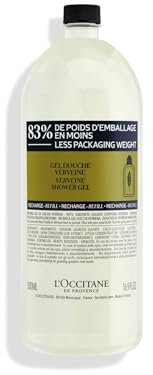 L'OCCITANE Verbena Shower Gel Refill 500ml | Citrus Scented | Vegan & 99% Readily Biodegradable | Premium & Clean Beauty Body Wash for All Skin Types