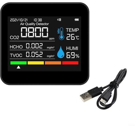 9-in-1-Luftqualitätsmonitor, Kohlendioxid-Detektor, Kohlendioxid-Monitor, multifunktionaler Luftqualitätsmesser, für Zuhause, Büro, Schule, Lager