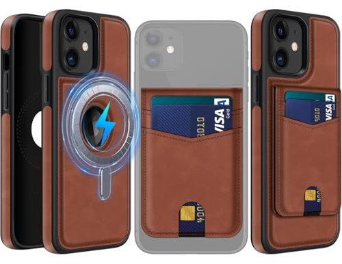 MOBESV 2-in-1 Magnetic Phone Case for iPhone 11 with Wallet Stand, Leather Case compatible with MagSafe, Elegant Phone Cover with Card Holder, Brown