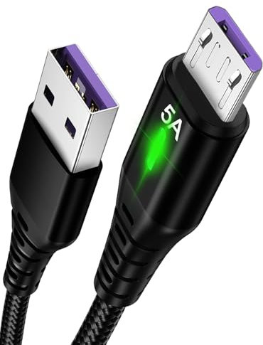 3 Meter Micro USB to USB-A Charging Cable, USB2.0, Pilot Lamp, 5A Fast Charging, 480Mbps Hight-Speed Transfer, Android Charger Cable for Samsung, LG, Nexus, Nokia, Xbox,HTC,Sony, Kindle Fire, More