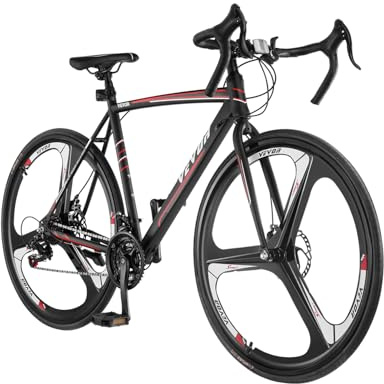 VEVOR Road Bike, 700C Wheels Racing Bike, Shimano 21 Speeds Drivetrain System City Commuter Road Bicycle, Urban Adult Sport Bike with Carbon Steel Frame, Drop Bar, Disc Brake, for Men and Women