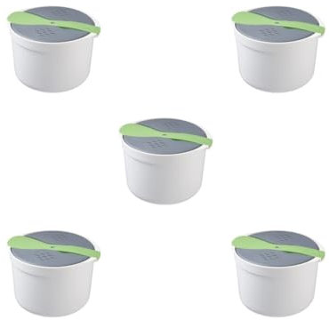 Lot de 5 cuiseurs à riz portables pour four à micro-ondes avec cuillère lavable et multifonction Vert
