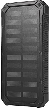 Power Bank Solar 20000mAh, Cargador Portátil con Doble USB, Carga Rápida, Compatible con móviles Tablets, para Viajes, Emergencias y Aire Libre, Kit de DIY (Batterien Nicht enthalten, Black)