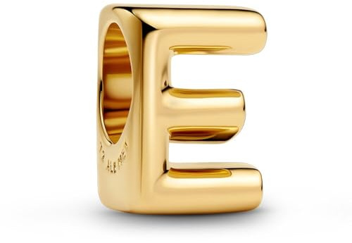 PANDORA Letter E Alphabet Mini Charm 14K Gold Plated Sterling Silver Moments Compatible 6.2x8.2x5.5mm 763951C00