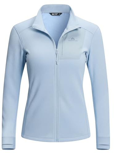 Pioneer Camp Damen Fleecejacke ohne Kapuze – Leichtes, Atmungsaktives,Hohe Elastizität Fleeceshirt mit Reißverschluss Winddichter Stehkragen für Outdoor-Aktivitäten wie Klettern, Skifahren & Wandern
