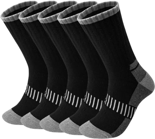 Wamicu Men’s Heavy Duty Work Socks - 5 Pack Thick Thermal Athletic Socks