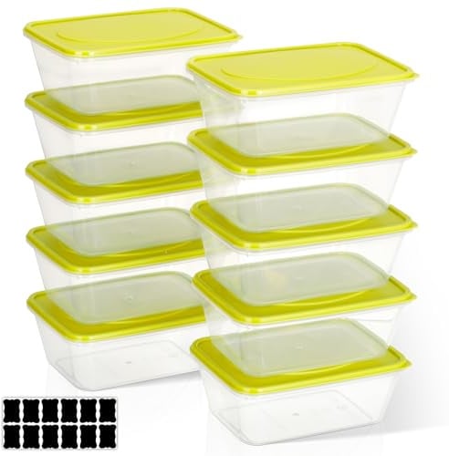 Cozary 10pcs Frischhaltedosen mit Deckel, Aufbewahrungsdosen Rechteckig mit Deckel, Gefrierdosen & Mikrowellengeeignet, BPA-freie Lebensmittelbehälter, Gefrierdosen für Mealprep & Küche, 520ml