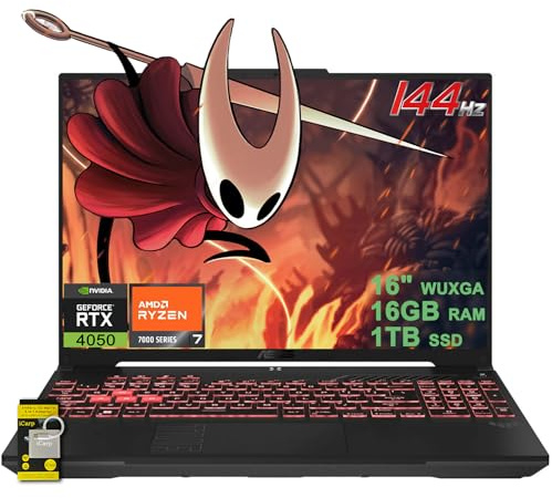 ASUS TUF Gaming A16 Laptop 16 pollici WUXGA IPS 144Hz AMD Hexa-core Ryzen 7 7445HS 16GB DDR5 1TB SSD NVIDIA GeForce RTX 4050 (fino a 194 top AI) RGB retroilluminato USB4 Bidirezionale AI Noise