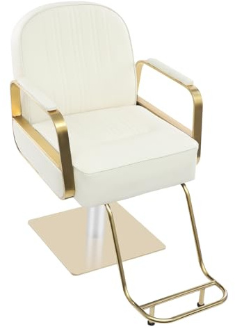 Zoobotanica Silla de peluquería con rotación de 360° y bomba hidráulica, hasta 150 kg, silla de peluquería hidráulica para salón de belleza y peluquería (beige)