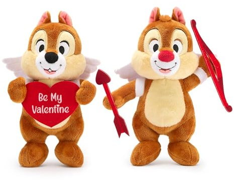 Disney Store Official - Chip und Chap - Sweethearts - Set mit mittelgroßen Kuscheltieren - Plüsch-Streifenhörnchen als Amoretten mit Bogen, Pfeil und Valentinsherz - 30 cm