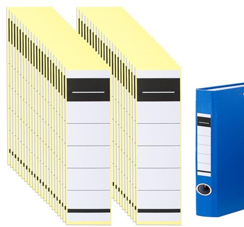 100 Stück Ordnerrücken Aufkleber, Ordner Etiketten Selbstklebende Etiketten, 19×5.4cm Breit Rückenschilder Ordner Breit Selbstklebend Aktenordner, Ordneretiketten Beschriftung(Schwarz, Weiß)