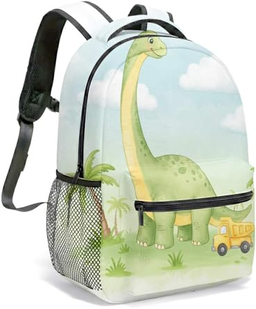 Sac à dos de voyage mignon dinosaure arc-en-ciel flamant rose 40,6 cm imprimé aquarelle fantaisiste motif préhistorique, 06, L, Décontracté
