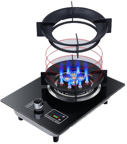 Cuisinière À Gaz, 5,2 KW Gaziniere Neuf Cavités, Minuterie Haute Puissance, Avec Allumage Automatique, Pour La Maison, La Cuisine, Le Camping, Le Jardin(NG)