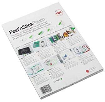 GBC selbstklebende Laminierfolien A3 125 mic, Peel'nStick, Robuste Laminiertaschen im 100er Pack, Glänzend, Transparent, Ideal für Büro & Schule, 3747236