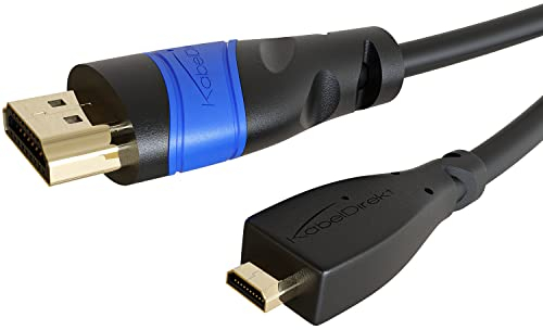 KabelDirekt – Câble Micro HDMI avec design incassable – 5m (HDMI vers Micro-HDMI, bidirectionnel, 4K@60Hz pour Ultra HD, High Speed avec Ethernet, Tablets/Caméras/Raspberry Pi, noir)