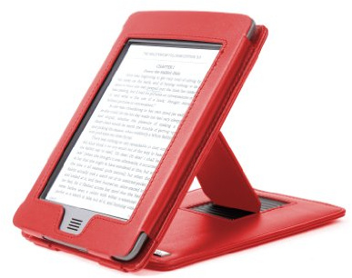 DURAGADGET Genuine Leather Case/Cover (Red) with Integrated Stand - Compatible with Amazon's New Kindle TOUCH (Latest Generation, 2011) + Car Charger