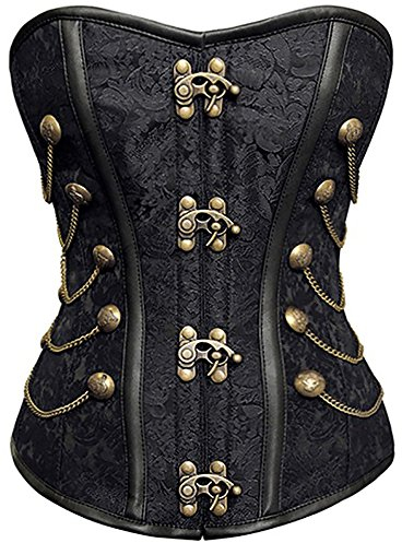 r-dessous Vintage Corsage schwarze Korsett Shirt Bustier Korsage Top Steampunk Corsagentop Gothic Rockabilly Groesse: M