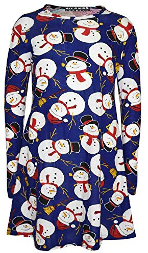 A2Z Girls Christmas Dress Full Sleeve Festive Outfit 5-13Y | Lightweight Round Neck Style for Xmas Parties and Events