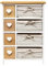 Rebecca Mobili Mehrzweckschrank aus Hoz Weidenkörbe, Badkommode Vintage, mit 8 Schubladen, Weiß, Griff Herzform – Maße: 71 x 51 x P 30 cm (HxLxB) - Art. RE4356