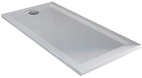 Plato de Ducha 75x160x4cm Rectangular Acrílico Borde Realzado Blanco Brillante Mod. Flower