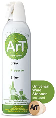 ArT Wine Preserver - Wine Preserver Gas for Wine, Whiskey, and more, Argon Wine Presever for Wine Preservation, Argon Gas with Wine Bottle Stopper, Preserves White & Red Wine Up to 30 Days