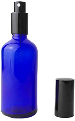 2PCS 100ML Rechargeable Vaporisateur en verre bleu bouteille de parfum atomiseur bouteille vide avec capuchon noir pour Voyage Parti Maquillage outil