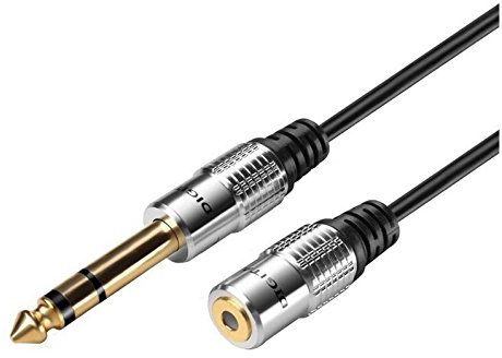 baolongking Aluminum 6.35mm 1/4 Inch Stereo Plug Male to 3.5mm Stereo Jack Female Socket Headphone Extension Cable - 1 Feet