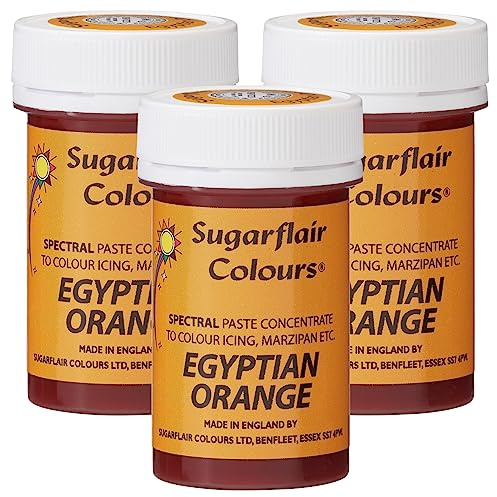 Sugarflair Spectral Egyptian Orange Food Colouring Paste, Highly Concentrated for Use with Sugar Pastes, Buttercream, Royal Icing or Cake Mix, Vibrant Colour Dye - 25g (Pack of 3)