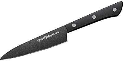 Samura SHADOW 4.7 Utility Knife - Japanese Steel with Black Non-Stick Coating for Effortless Kitchen Precision and Durability