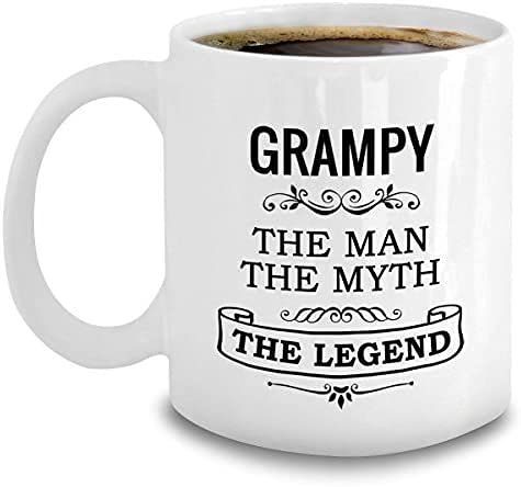Grampy Gifts Kaffeetasse mit Aufschrift „The Man Myth Legend“, Keramik, Weiß, 325 ml