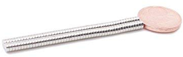 Brudazon | 50 Mini Scheiben-Magnete 3x1mm | N52 stärkste Stufe - Neodym-Magnete ultrastark | Power-Magnet für Modellbau, Foto, Whiteboard, Pinnwand, Kühlschrank, Basteln | Magnetscheibe extra stark