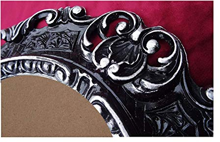 Lnxp Bilderrahmen Antin Barock Farbe: Schwarz/Silber Dualcolor 45x38 cm OVAL REPRO Bilder für 28x22 cm oder 22x28 cm BAROCKRAHMEN BILDER DEKO 46R