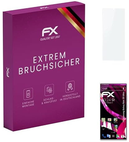 atFoliX Protection Écran Film de verre en plastique compatible avec Samsung Galaxy Note 20 Ultra Verre film protecteur, 9H Hybrid-Glass FX Protection Écran en Verre trempé de plastique