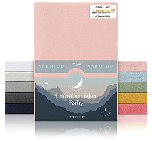Laleni 2er Pack Premium Spannbettlaken, atmungsaktiv, 100% Baumwolle (150 g/m²), 89x50x10 cm, Rosa