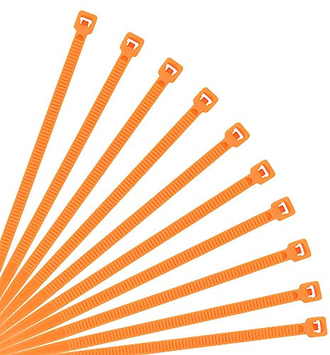 XINGO Orange Cable Ties Pack of 500, 200mm x 3.6mm, Premium Nylon Durable Zip Ties, Self-Locking UV Resistant Nylon Plastic Wire Ties for Indoor and Outdoor