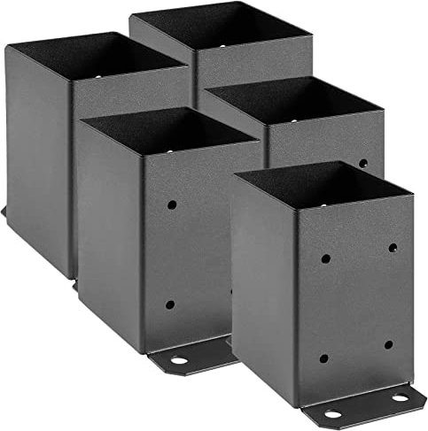 Base de poste de 3.5 pulgadas x 3.5 pulgadas resistente base de poste 5 piezas cubierta negra poste de madera placa base para cubierta de pabellón soporte de barandilla de cubierta
