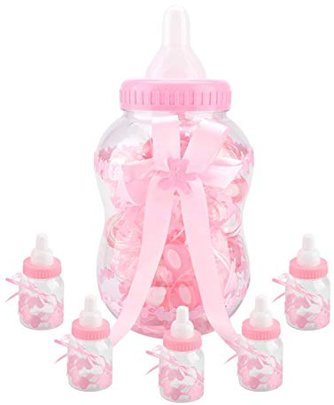 Cyrank Süßigkeiten Flasche, 30 Stück Madchen Süßigkeiten Box, Mini-Babyflaschen, Pink Candy Flaschen, Entzückende Baby-Dusche-Box für Geburtstags-Tauf-Geschenk Baby Party Dekoration(pink)