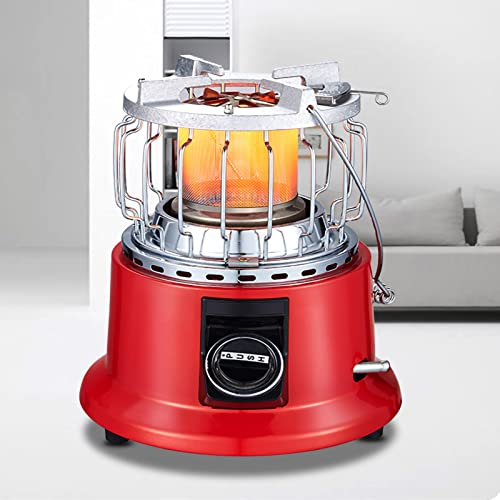 STCK Mini Chauffage extérieurs, Chauffage au gaz Portable, Chauffage au gaz 2-en-1, réchaud de Camping portatif pour Chauffage d'hiver, Cuisson pour Pêche en Plein air (Couleur : Rouge)