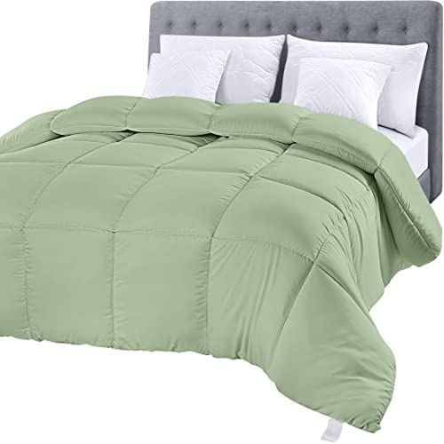 Utopia Bedding Steppdecke – Gesteppte Bettdecke mit Ecklaschen – Boxgenähte Alternative Bettdecke (Queen, Salbeigrün)