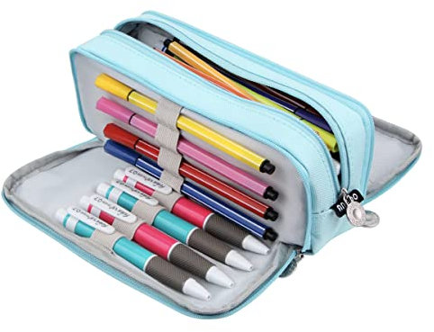 Chelory Big Pencil Case Large Capacity Pencil Cases High Storage Pencil Bag Pouch Office Organizer for Boys Girls School Office Makeup Bag Men Women Adults, Ice Blue