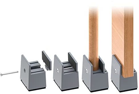 RCHYFEED Verstellbare Betterhöhung Möbelerhöhung 5cm mit Schraubklemme, Beige Betterhöher 2 Zoll Schwerlast Stuhlerhöhungen, 4 Stück Möbelerhöher für 0,8-1,6 ''Breite Quadrat & Runde Stuhlbein