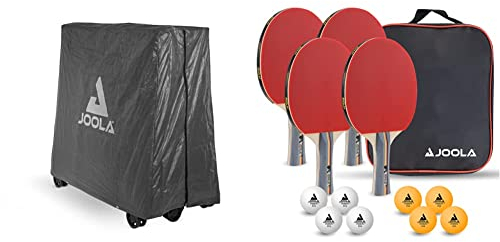 JOOLA 19900 Tischtennistisch Abdeckung Tischabdeckung Wetterfeste Schutzhülle Outdoor und Indoor, Schwarz, 150 x 160 x 50-80 CM & Unisex – Erwachsene Tisch Tennis-Set-54825 Tennis-Set, One Size