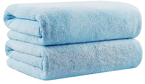 Orighty Badetücher-Set (68 x 137 cm) – Weiches Gefühl, Sehr Saugfähige Mikrofaser-Handtücher für den Körper, Schnell Trocknend, Mikrofaser-Badetücher für Sport, Yoga, SPA, Fitness – Blau