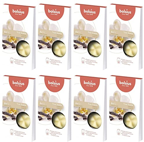 Bolsius Aromatic Wax Melts 8 x 6er Pack (48 Stück) Duft Schmelzblüten Wachs (Vanille)