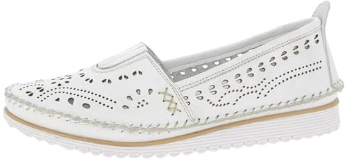 Andrea Conti Damen Slipper Leder Lochmuster Folk Boho 1885909
